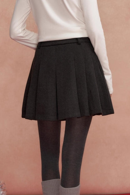 Retro Woolen Pleated Skirt