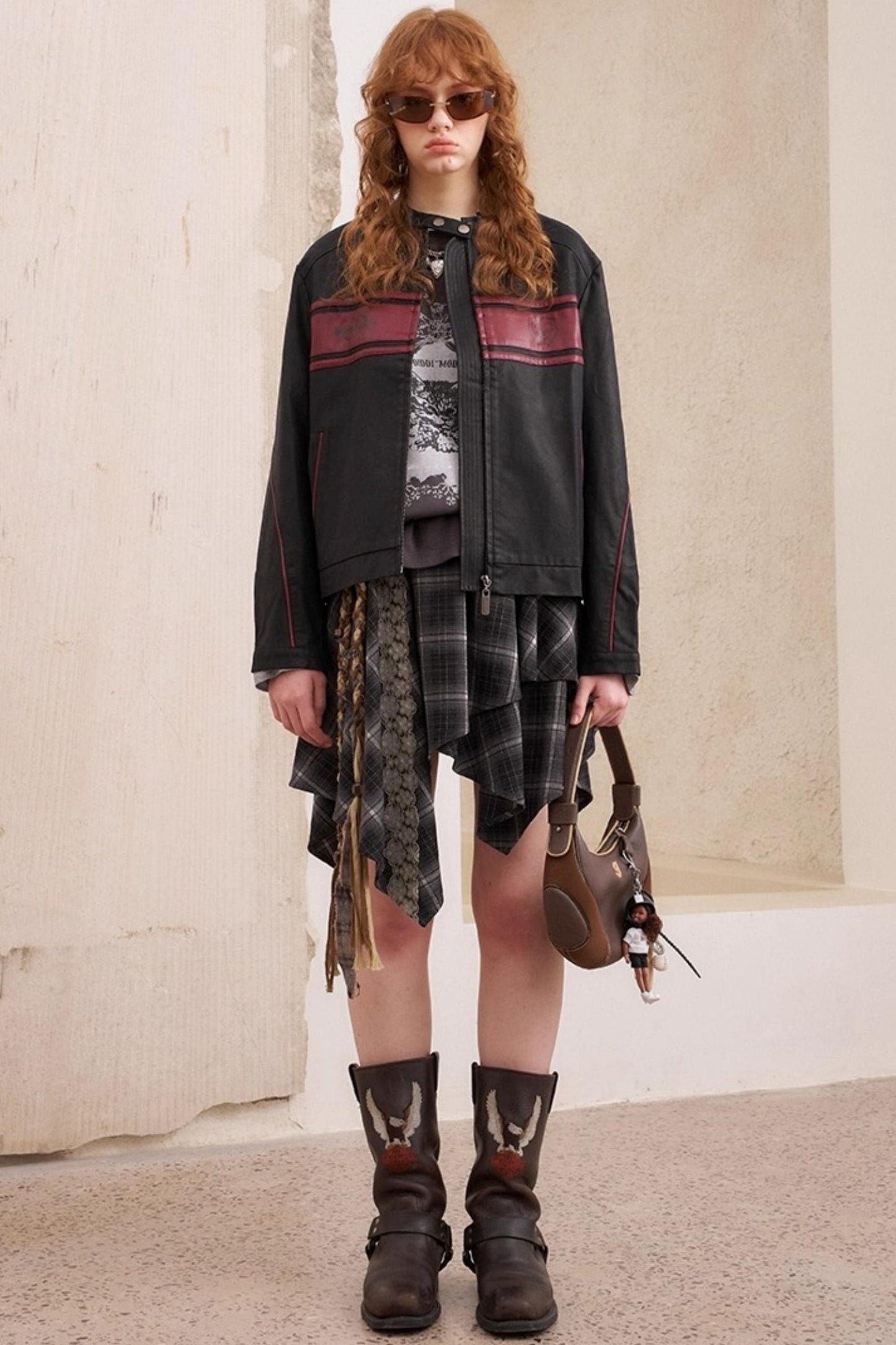 Luxury Rose Embroidered Leather Jacket