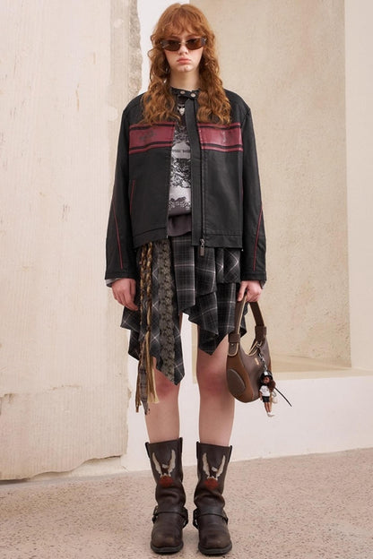 Luxury Rose Embroidered Leather Jacket