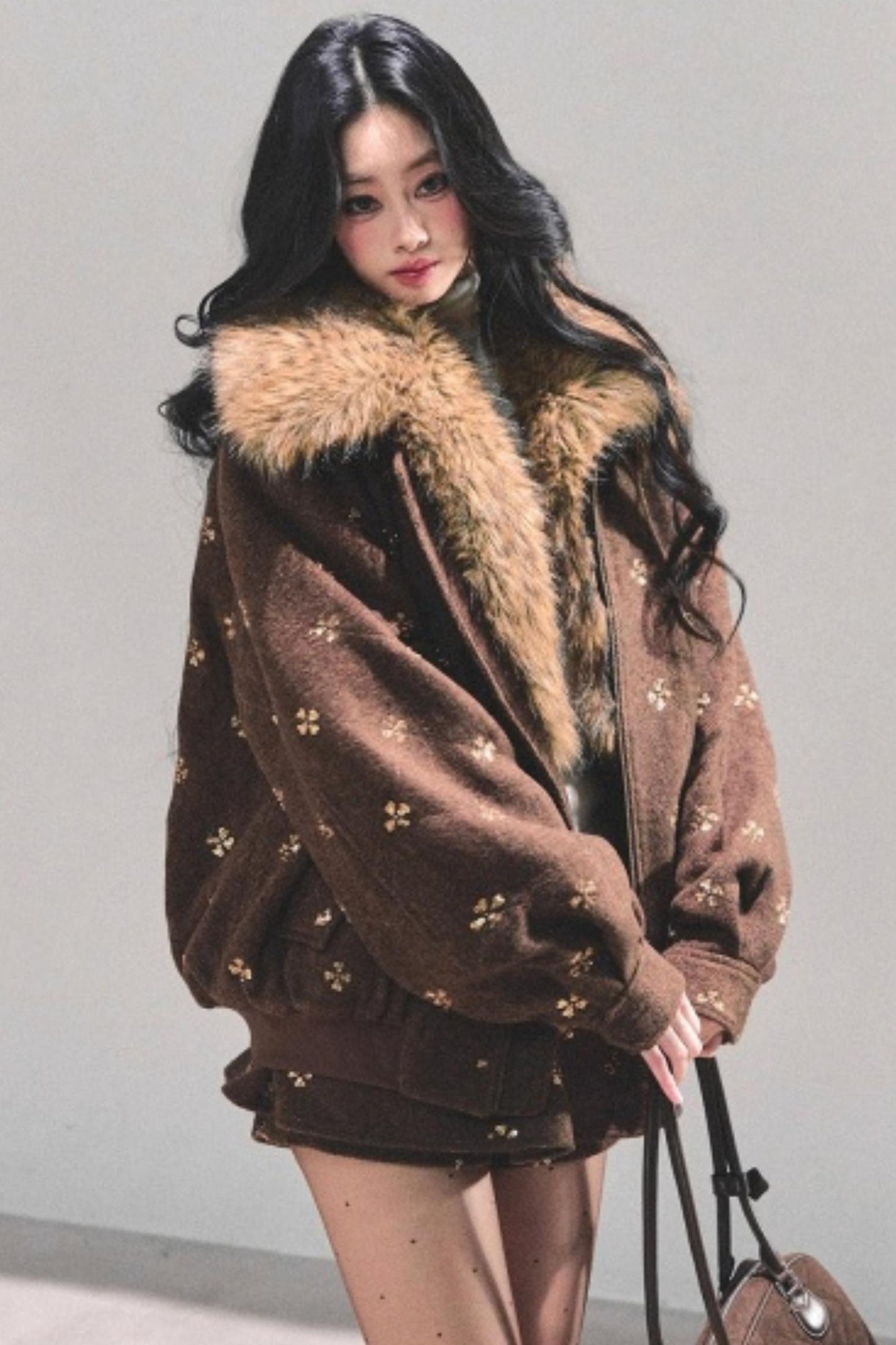 Maillard Wool Jacket With Skirt Set-Up