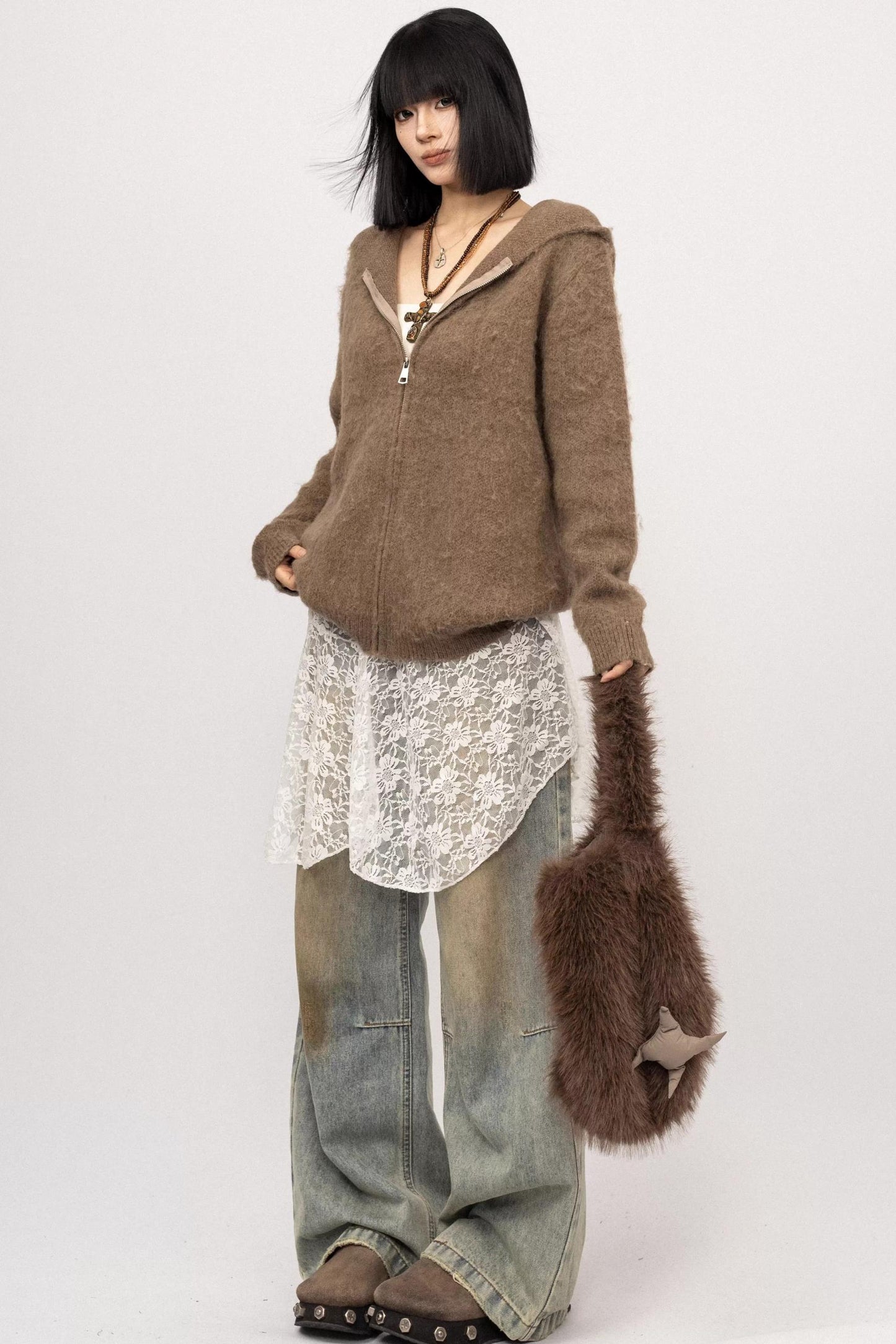 American Loose Hoodie Cardigan