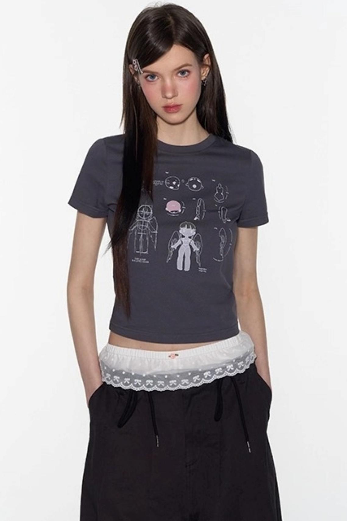 Spring American Shoulder Crop Top