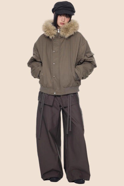 Fur Collar Hooded Cotton Jacket