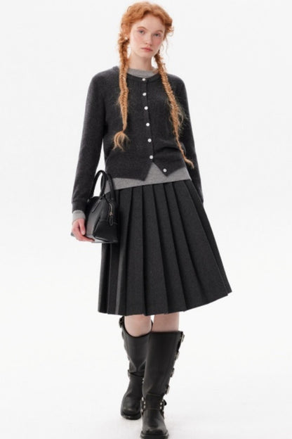 Color-Blocked Knit Fake Two Sweater