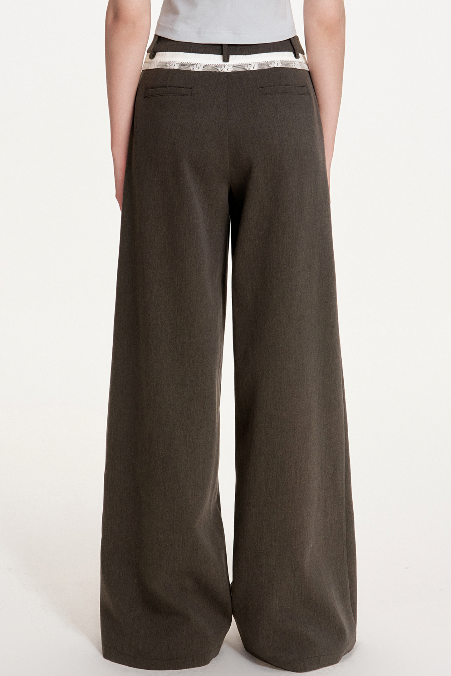 Lace Tencel Wool Pleated Pants