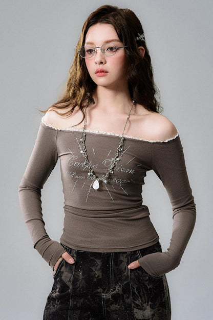 Dark Brown One-Shoulder Top