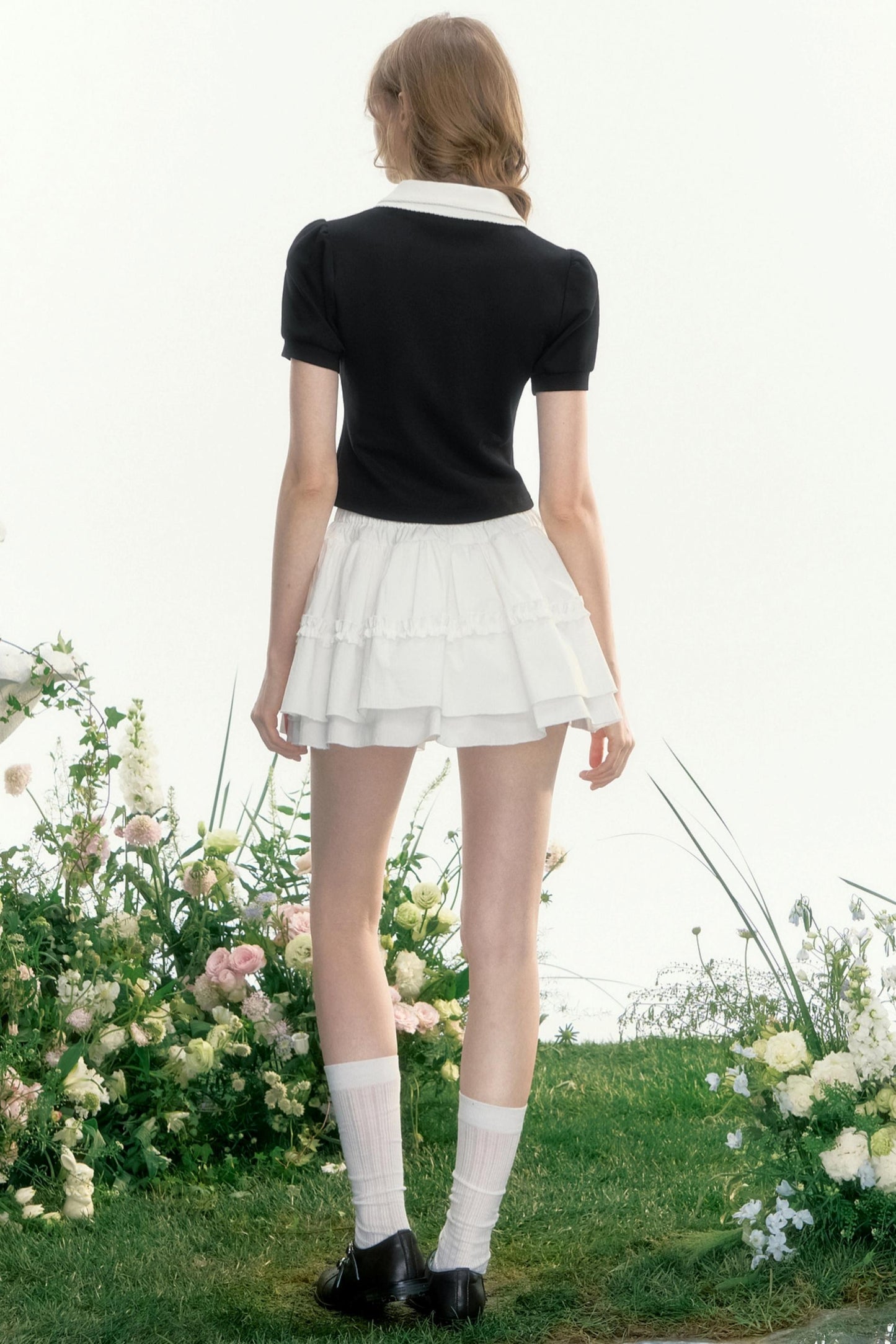 Slim Waist Cropped Polo Shirt