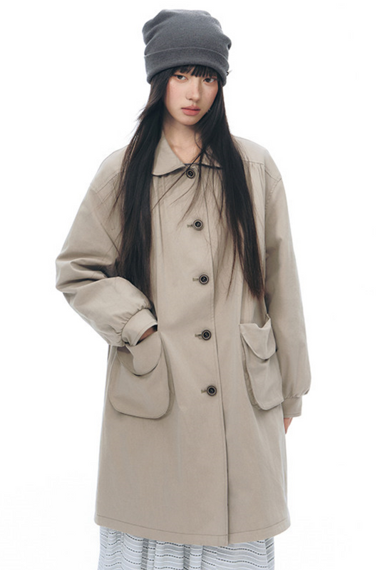 Doppelseitiger Puppenkragen Trenchcoat