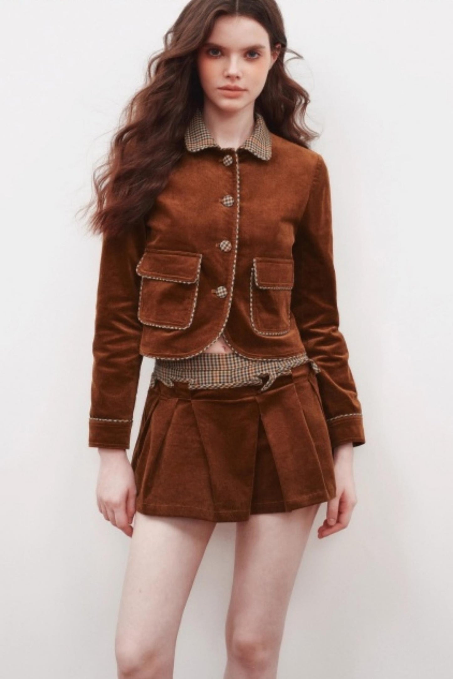 Corduroy Cardigan Suit Top Set-Up