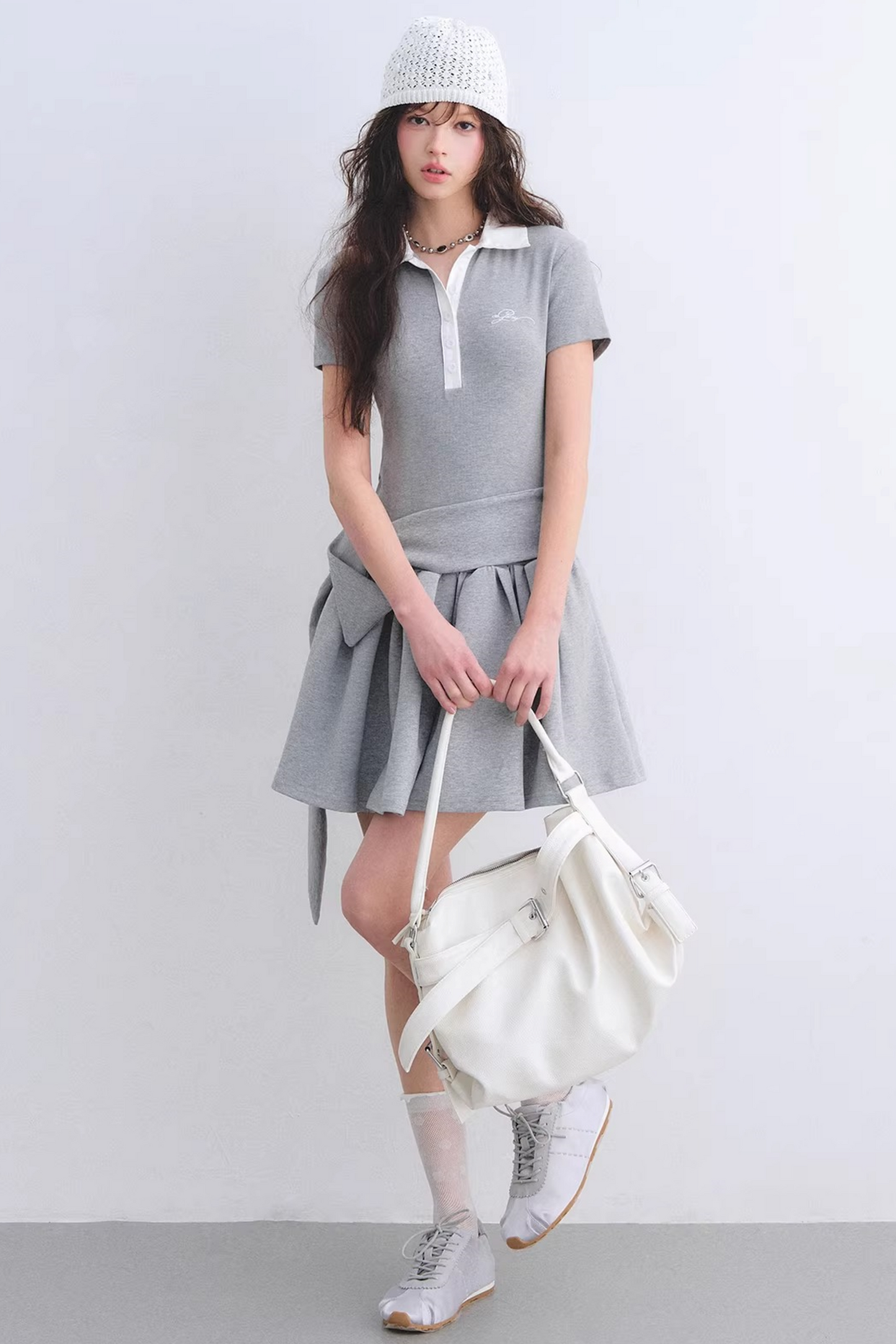 Contrasting Polo Puffy Dress