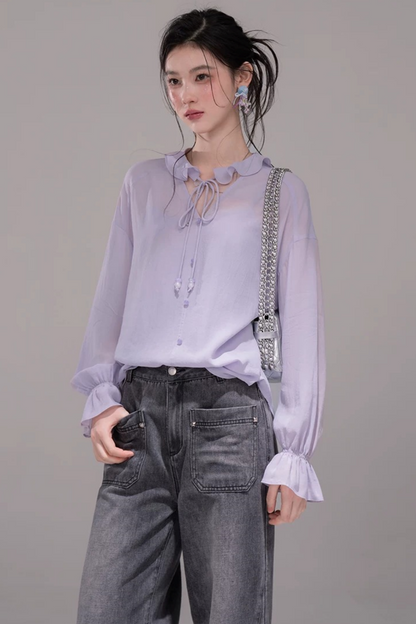 Conjunto de blusa púrpura oscuro de acetato
