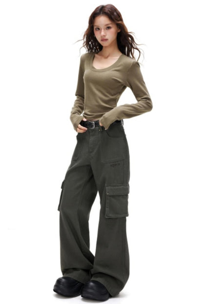 Retro Embroidered Rivet Pants