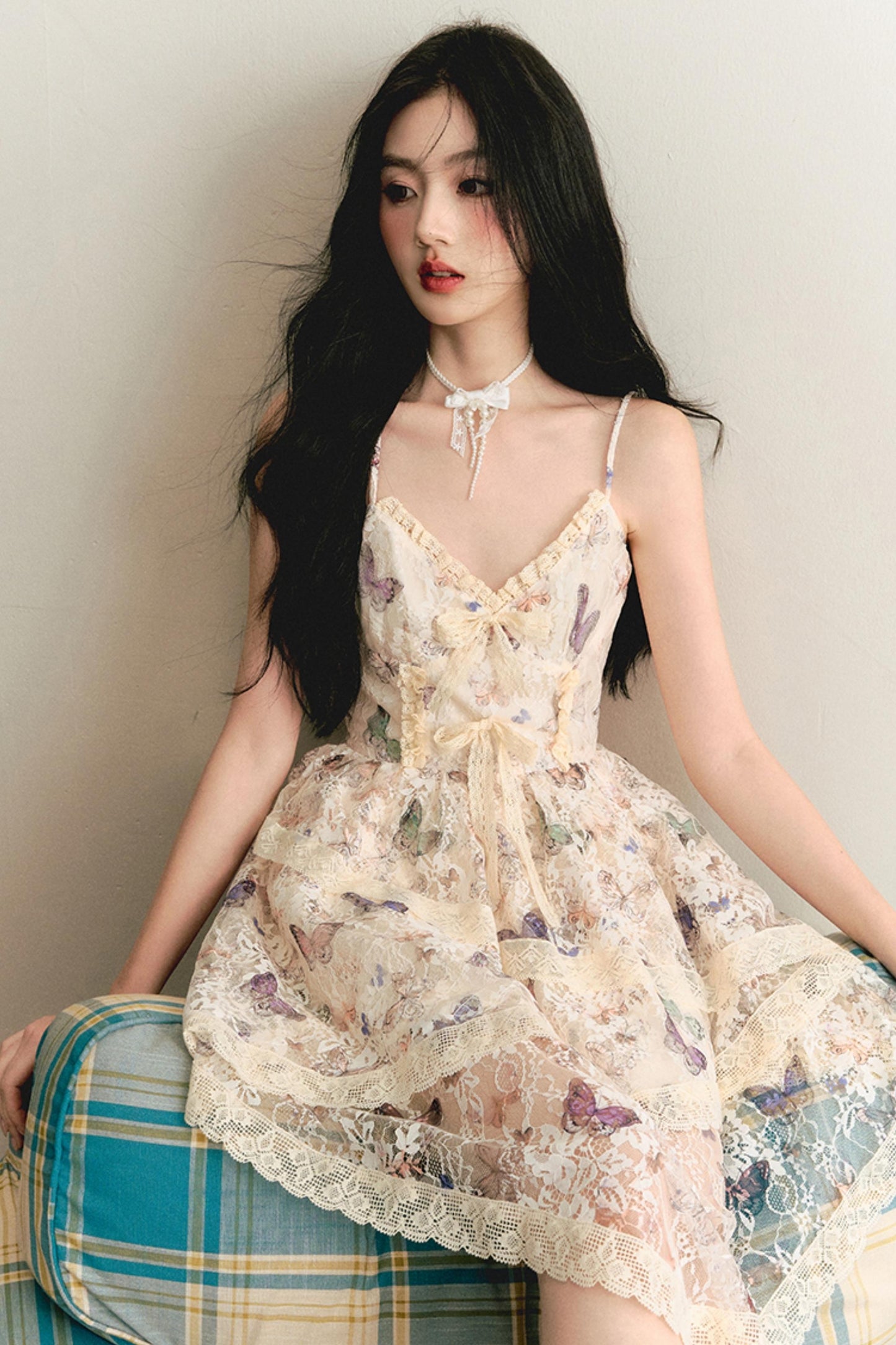 Butterfly Lace Halter Dress