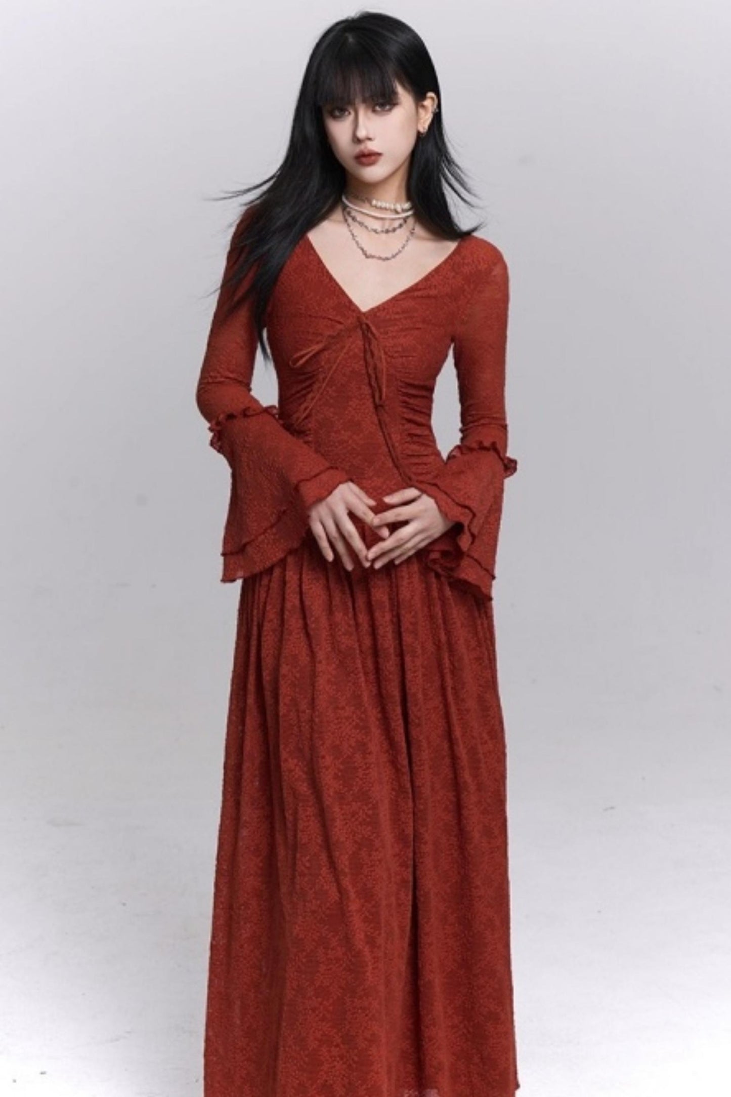 Red Knitted Long Dress