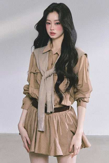 High Wisdom Cargo Dress & Shawl Set