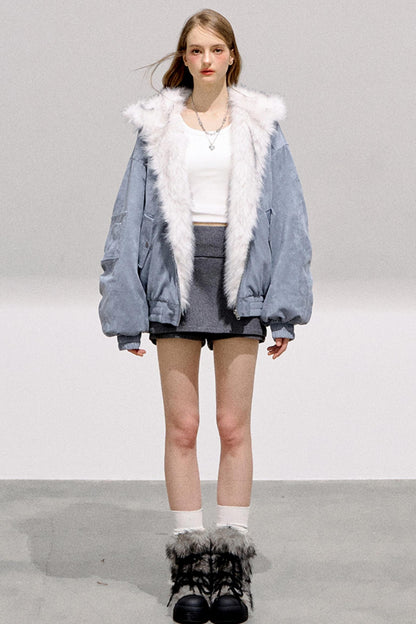 Glacier Blue Reversible Plush Jacket