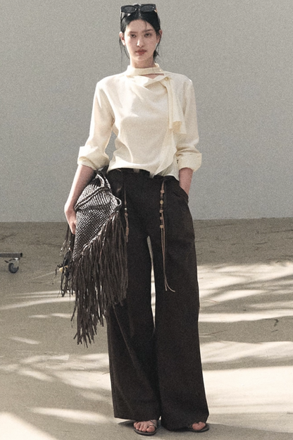 Lange Hose aus plissiertem Mikro-Samt