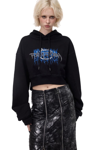 Thorn Print Hooded Fleece Sweatshirt