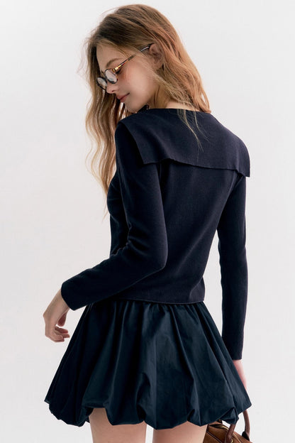 Navycore Check Knitted Cardigan