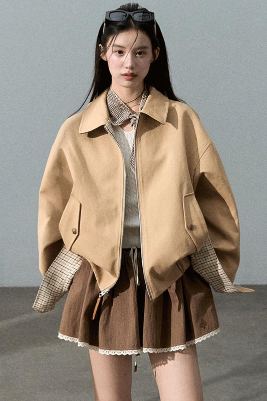 Cotton Corduroy Reversible Plaid Jacket