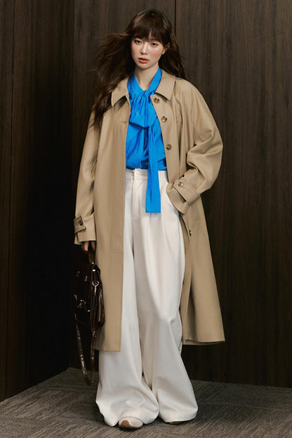 Chic Solid Color Trench Coat