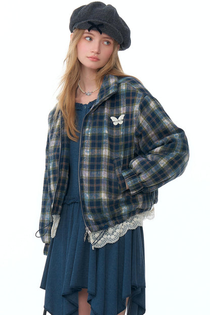 Retro Plaid Thickened Cotton Jacket