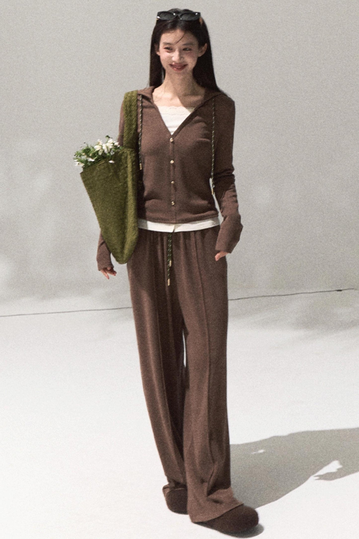 Tears Knit Top & Wide-Leg Pants Set-Up