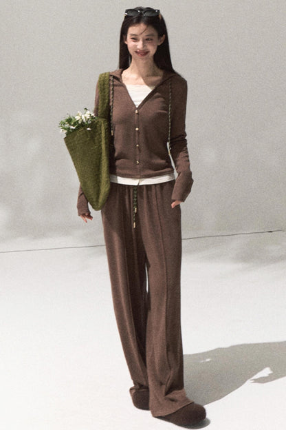 Tears Knit Top & Wide-Leg Pants Set-Up