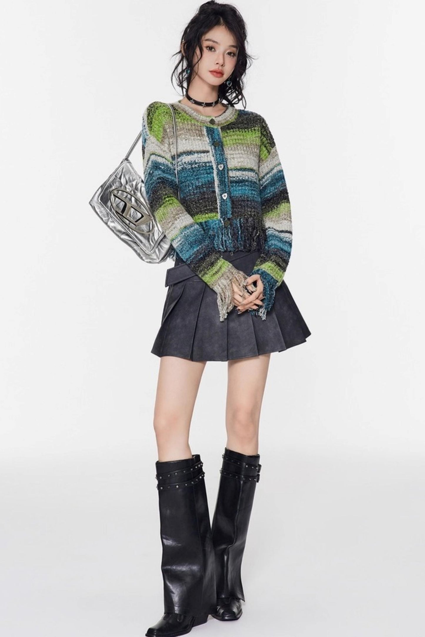 Vintage Gradient Knitted Cardigan