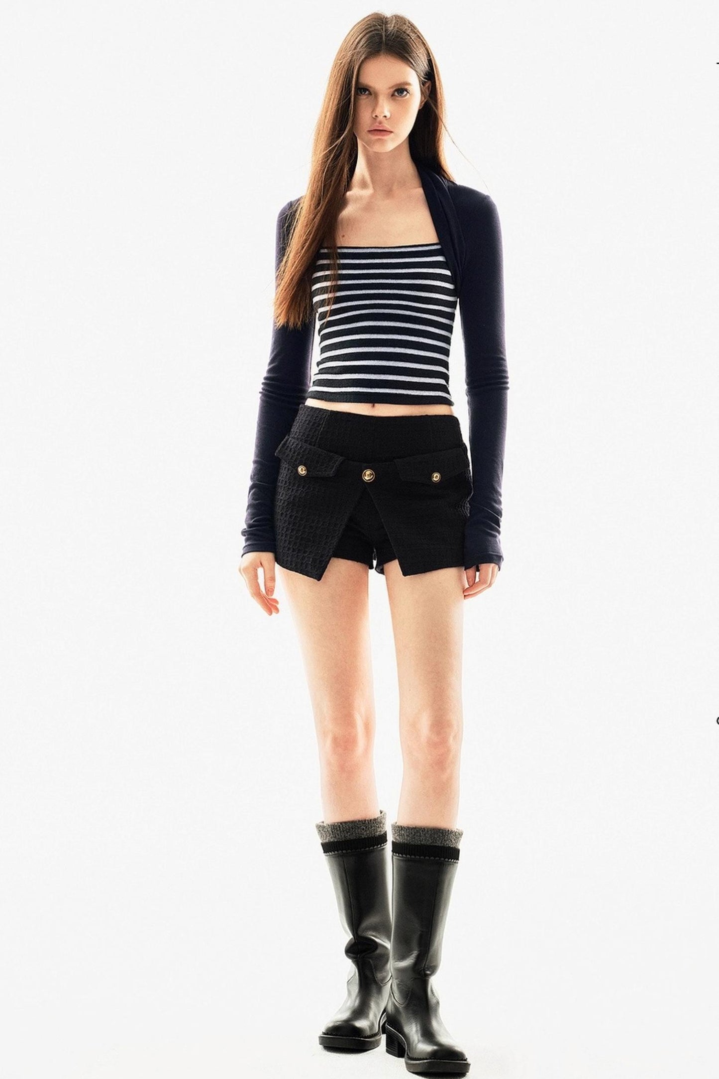 Tencel Wool Striped Knit Top