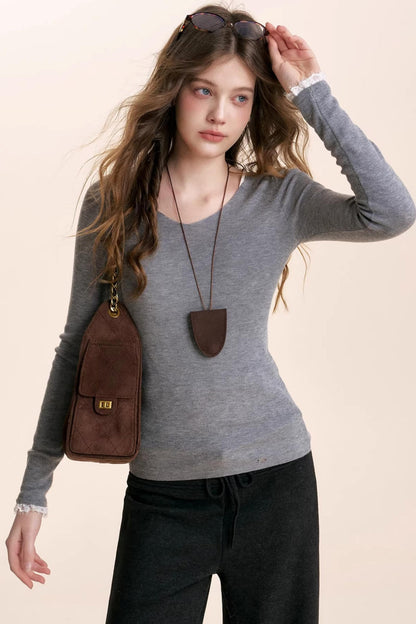 Linen Wool V-Neck Top