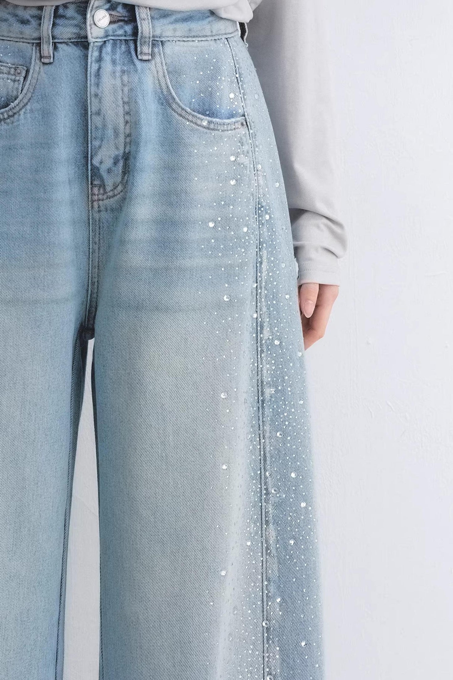 Lyocell Rhinestone Scimitar Pants