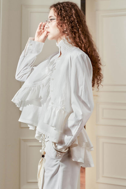 Irregular Ruffles Vintage Shirt