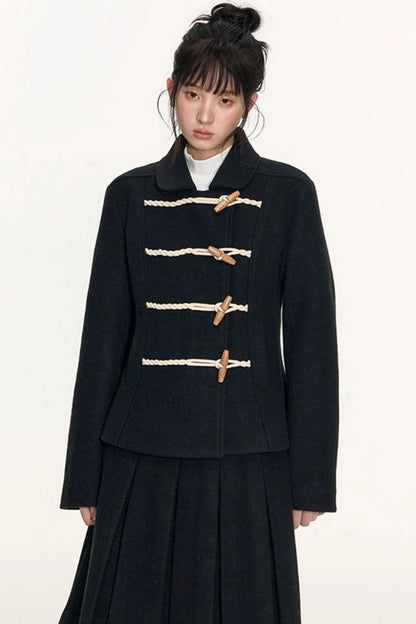 Slim Waist Woolen Coat Set-Up