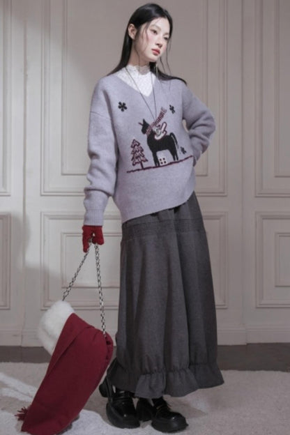 Night Mist Wool Skirt