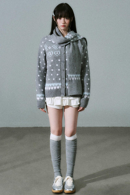 Fair Isle Wool Cardigan Top