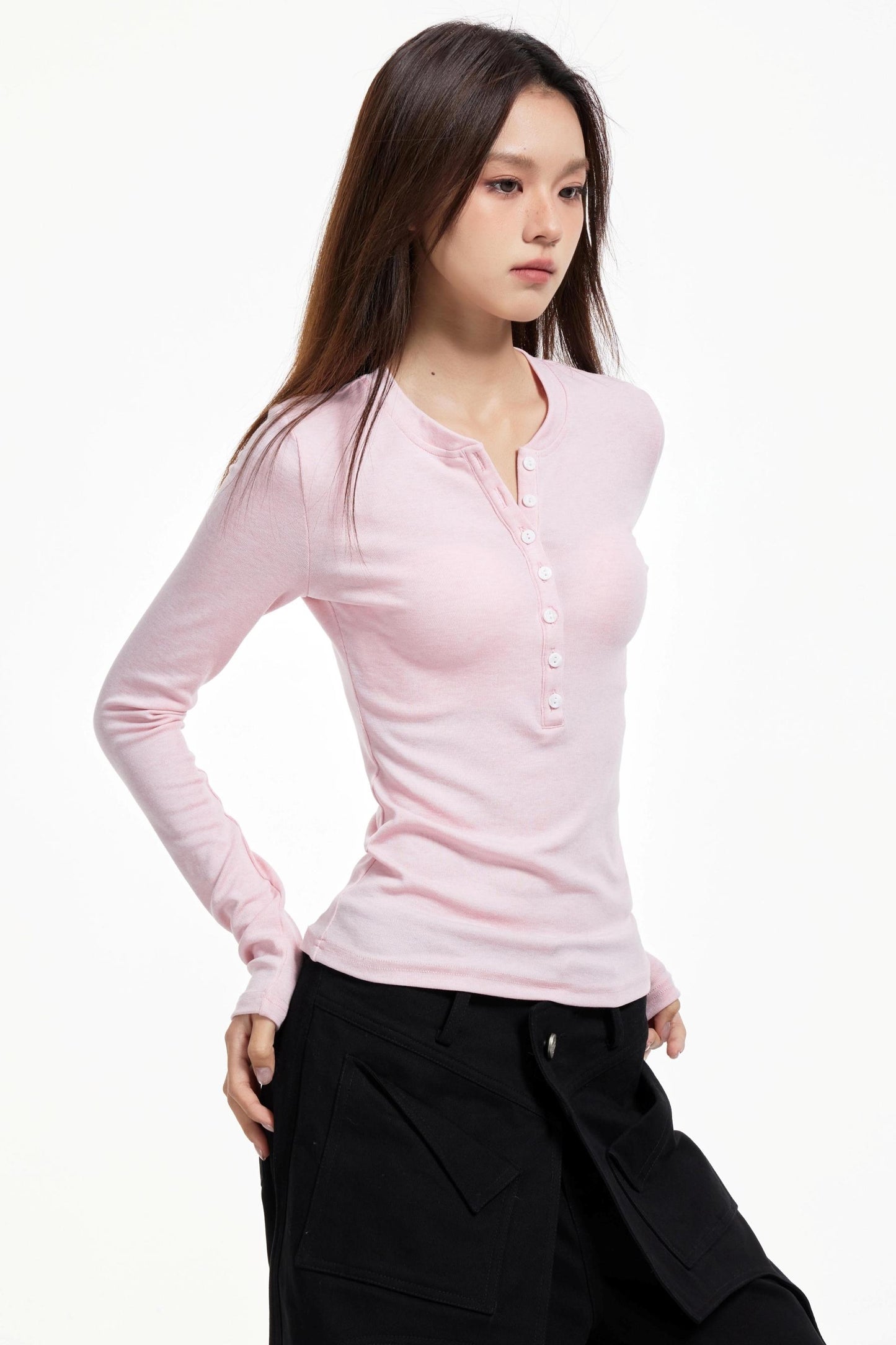 Pink Neck Knit Top