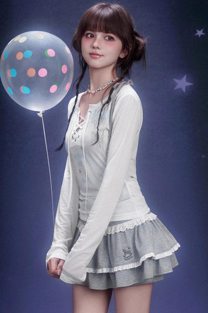 Sweet Grey Tiered Skirt