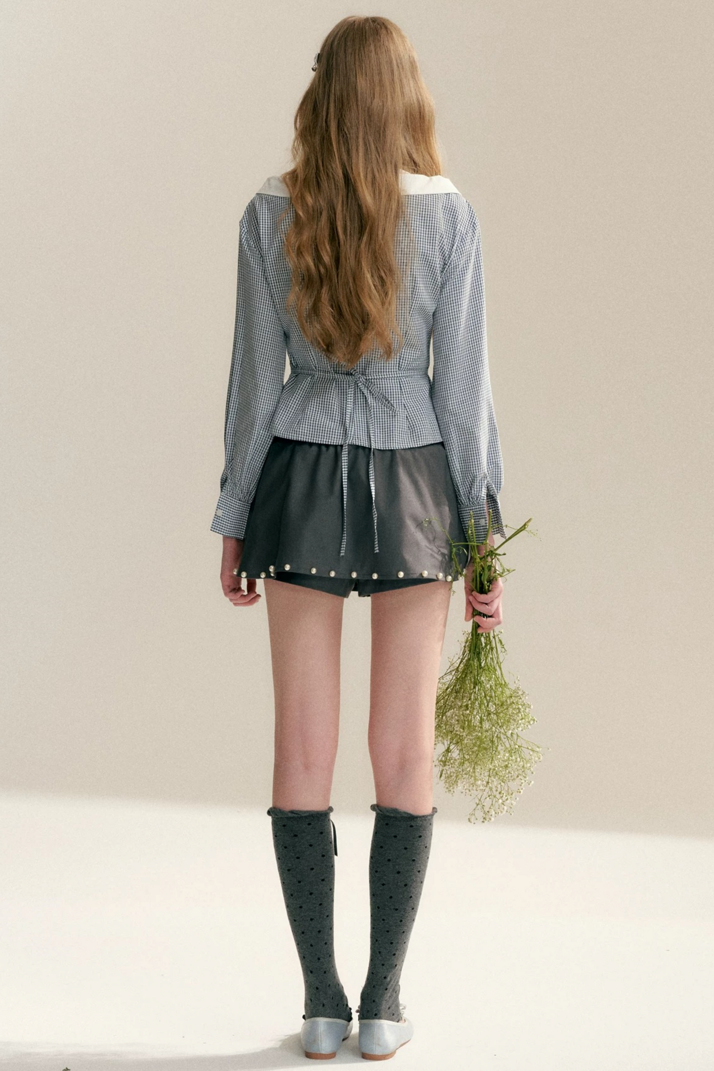 Lace Trim Plaid Blouse