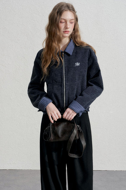 Blue Plaid Patchwork Jacket