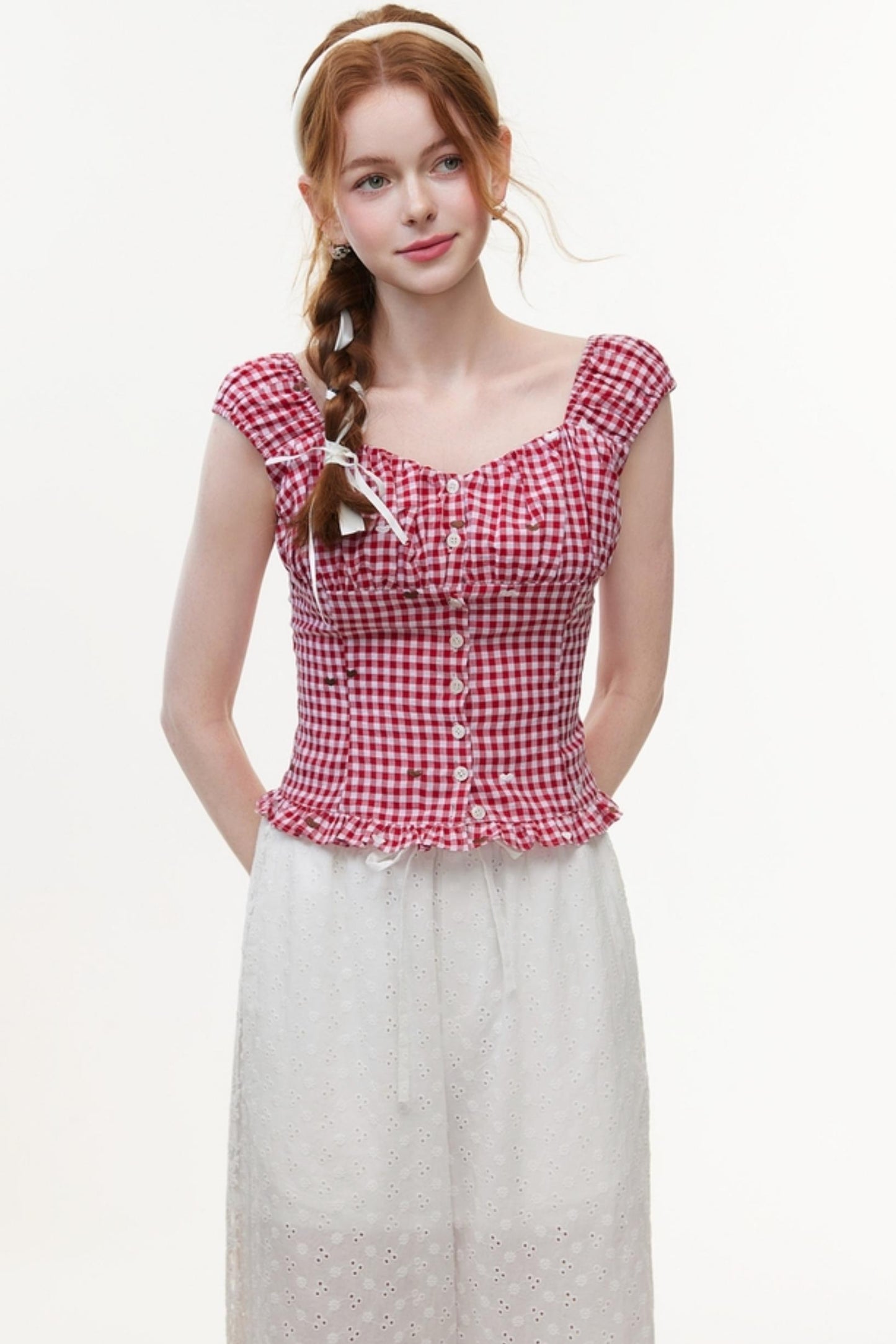 Vintage V-Neck Cotton Blouse