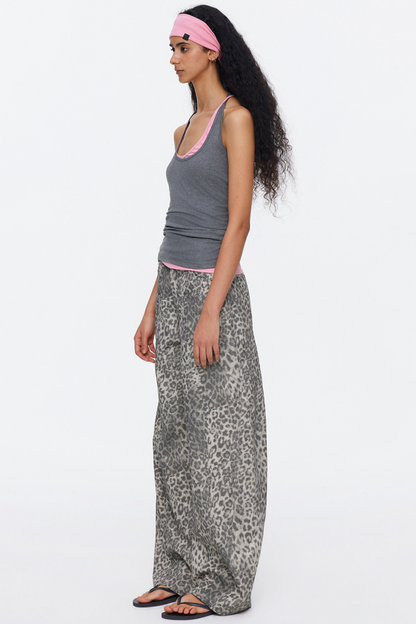 Retro Leopard Print Cotton Pants