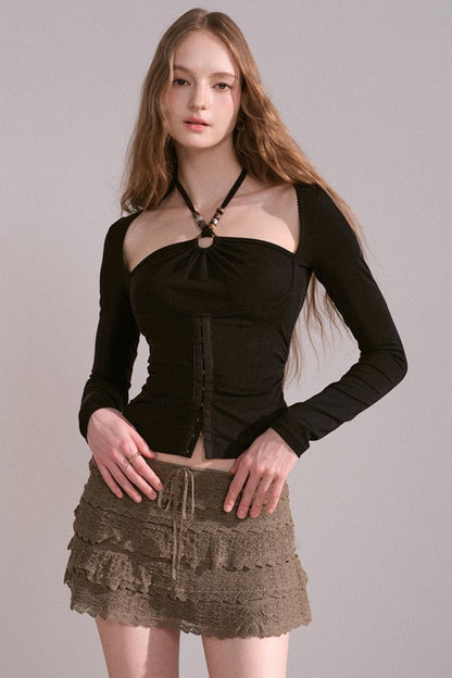 Slim Pleated Halterneck Top