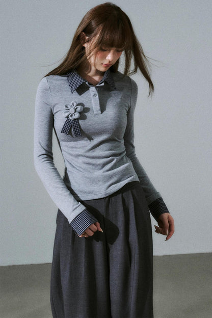 Quiet Plaid Long-sleeved Shirt