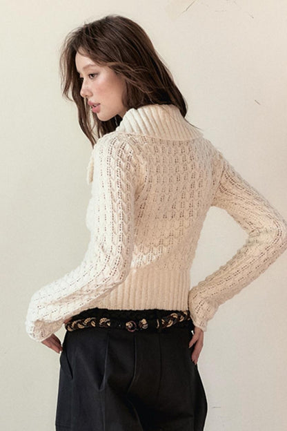 Cropped Wool Knit Sweater