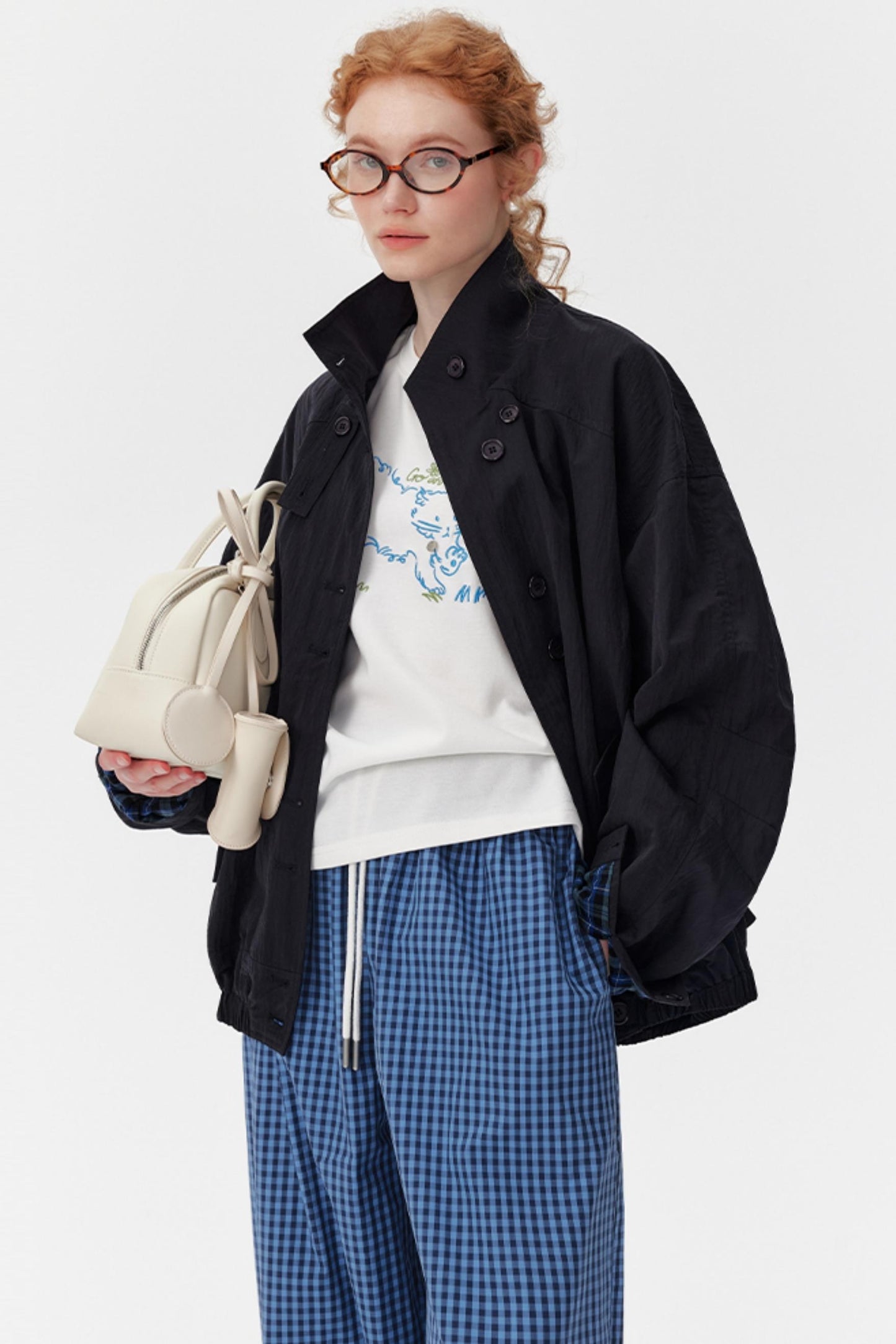 Houndstooth Short Cargo Jacket