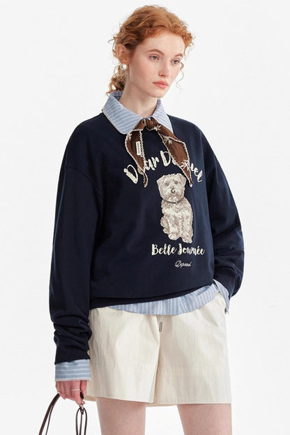 Fun Letter Print Long-Sleeved Sweatshirt