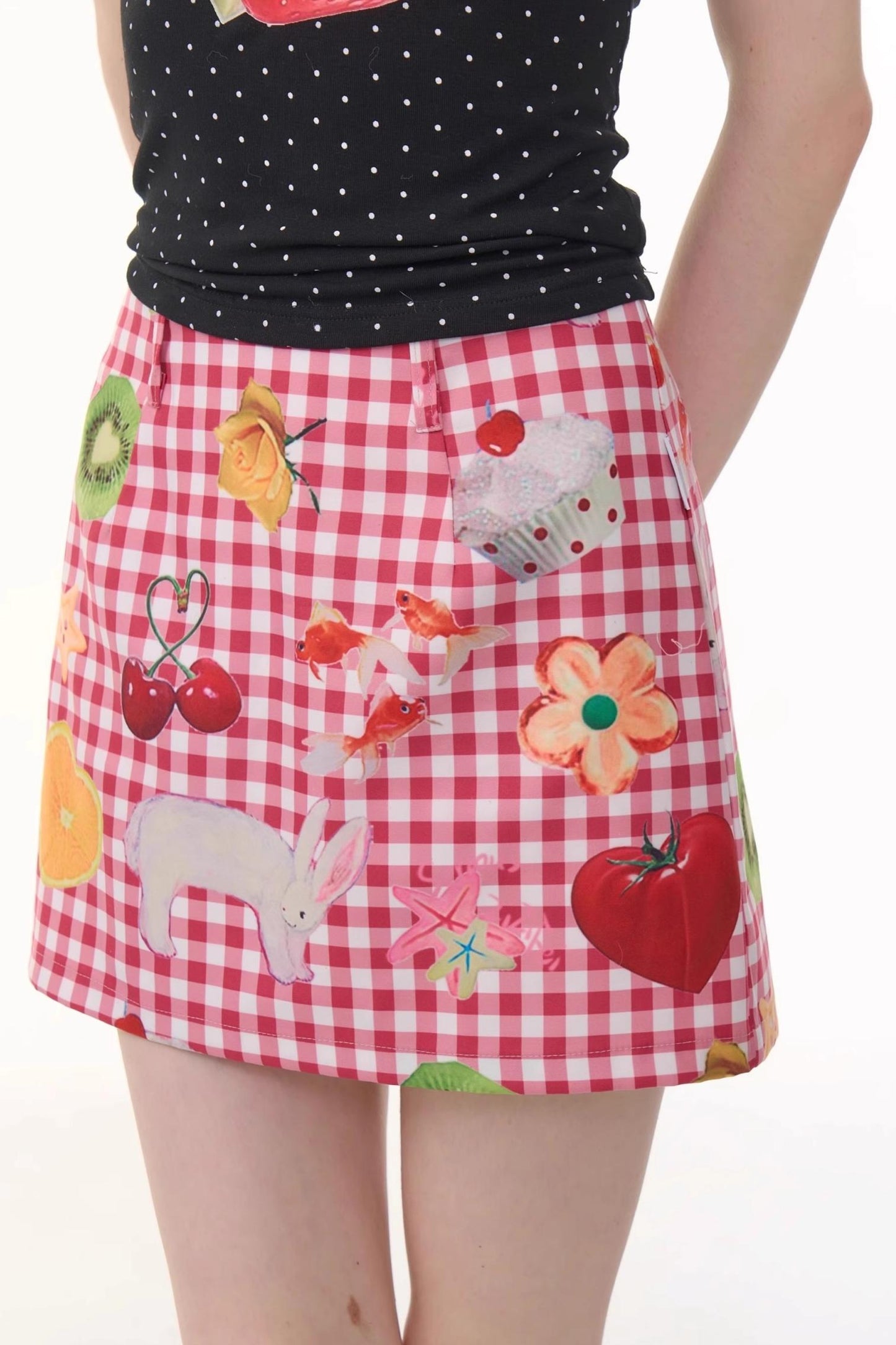 Summer Fruit High-Waisted Skirt