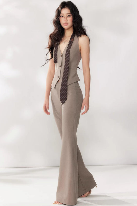 Halter-Neck Blazer Vest Set-Up