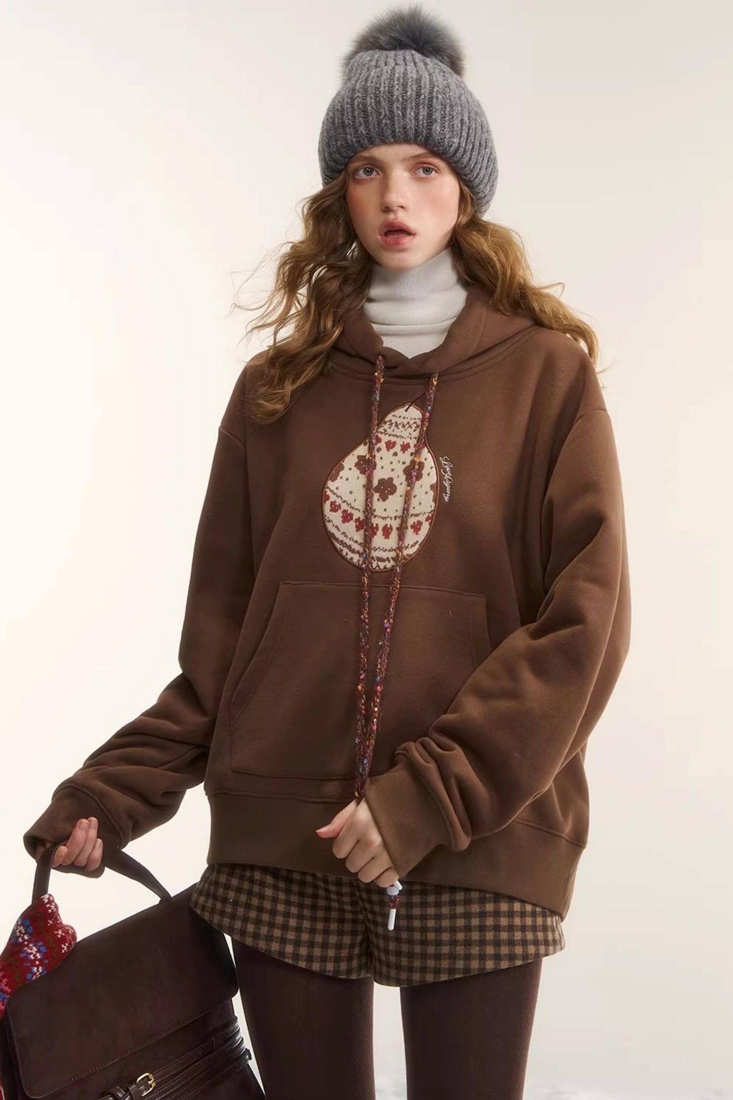 Brushed Fair Isle Hooded Top